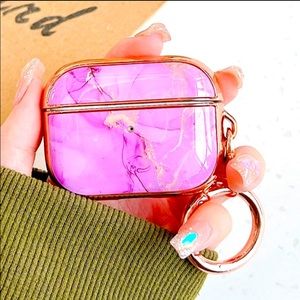 For AirPod Pro Cute Rose Gold Electroplated Protective Cases with Ring Clasp